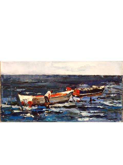 Fishing Boats by Hiroshi Tagami (1928-2014)