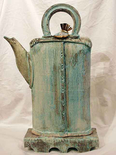 Gilded Samurai Teapot w/ Pedestal by Arabella  Ark