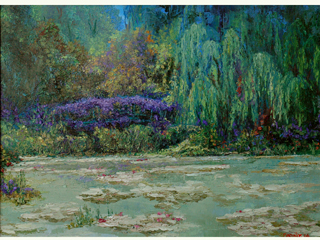 Wisteria Bridge in Spring, Monet's Garden by Ed  Furuike
