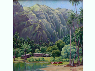 Red Canoe- Marquesas by Louisa S. Cooper