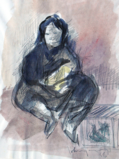 Untitled:  Seated Woman With Boxes by John Young (1909-1997)