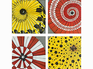 A View From Above - Red & Yellow Parasols by Sandra Blazel