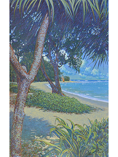 Pounders Beach w/ Hala Tree Nocturne by Russell Lowrey
