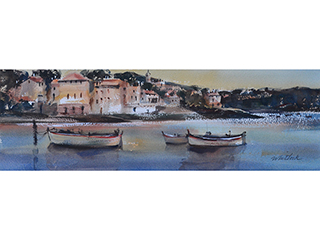 Untitled Italian Coastal/Boats by Roger Whitlock