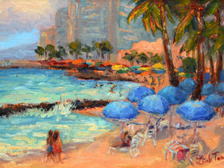Waikiki Umbrellas 3 by Linh Tang