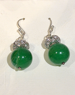 Jade (enhanced) & Crystal Pave Earrings by Rita  Chung