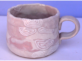 Pink Pinched Mug 1 by Joy Sanchez