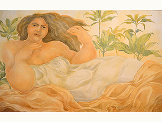 Reclining Woman with Foliage by Yvonne Cheng