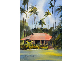 Cottage with Palms by Rodger Whitlock