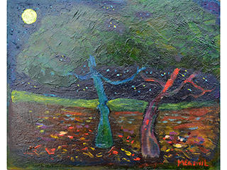Night w/trees and moon by Anthony Mendivil
