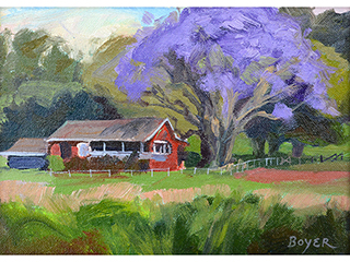Red Cottage Jacaranda by Lynne Boyer