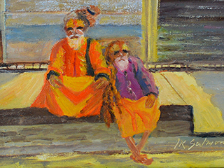 Two Monks at Varanasi, India  by Ingrid Salmon