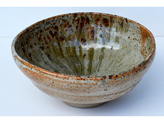 Ash Glazed Bowl Thrown and Altered by Kim Markham