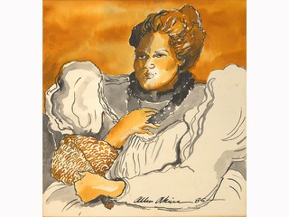 Woman in White Holoku by Allen Akina (1940-1991)