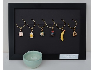 Ramen Topping Wine Glass Charms and Mini Ramen Bowl by Tia Wu