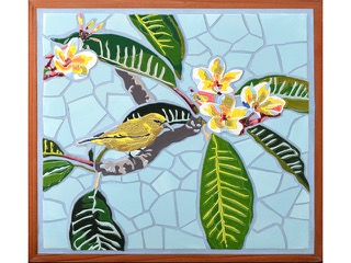 'Amakihi and Plumeria - Left by Leah  Rigg