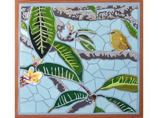 'Amakihi and Plumeria - Right by Leah  Rigg