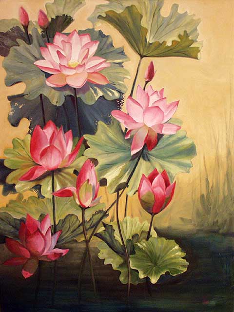 Lotus Blossoms by Wally White (1933-2018)