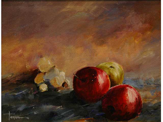 Still Life (Apples & Grapes) by Hiroshi Tagami (1928-2014)