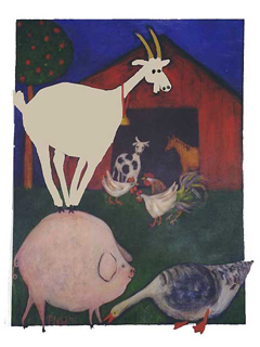 Goat on Pig by Patricia Field