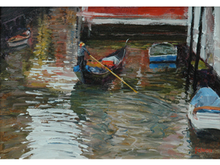 Gondolier, Venice by Fred  Salmon