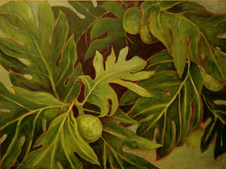 Breadfruit With Red Outlines by Patricia Field