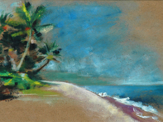 Palm and Purple Beach by Cynthia  Cooke 