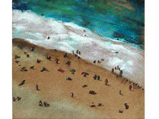 People on Beach From Above by Cynthia  Cooke 