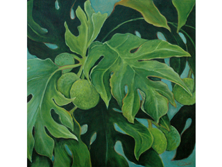 Breadfruit on Light Teal by Patricia Field