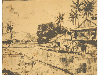 House and Rice Fields by Alexander S. MacLeod (1888-1975)