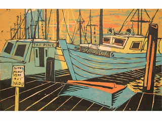 Sampan Wharf by John Kjargaard (1902 - 1992)