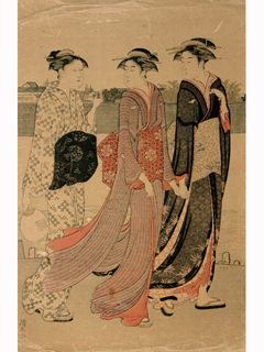 3 Bijin Enjoying the Cool of Evening by Unknown Japanese Artist