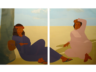 Ala Moana Morning Diptych by Pegge Hopper