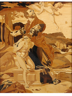 Religious:Abraham and His Son Scene from Old Testament  by Marquetry Unknown