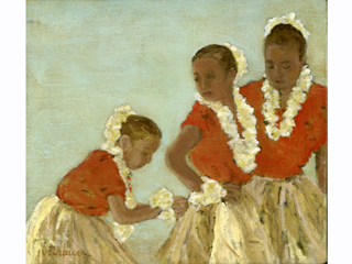 Fixing Hula Skirt  by Nancy Vilhauer