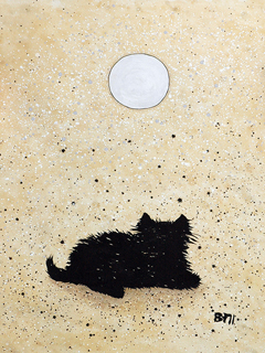 Cat and Moon by Barbara Farrell