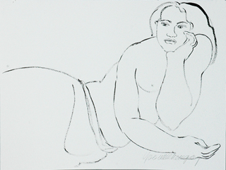 Untitled - Reclining  W/ Chin in Left Hand by Yvonne Cheng
