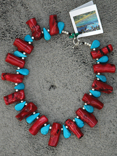 #314 Red Coral & Howlite Turquoise by Russell  Lowrey's Doges Treasures (View 2)