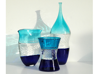 Bubbly Blue Flat Vase by Daniel  Wooddell (View 2)