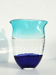 Bubbly Blue Flat Vase by Daniel  Wooddell