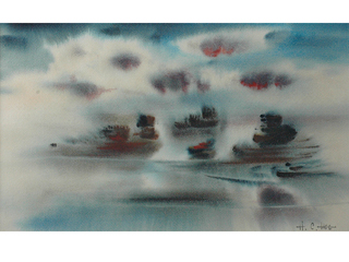 Boats on Water by Hon Chew Hee (1906-1993)