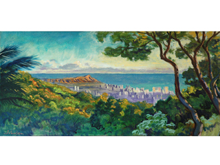 View of Diamond Head from Roundtop, Oahu by Arthur Johnsen (1952-2015)