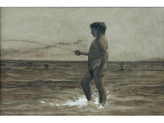 Untitled:  Polynesian Boy Fishing by Joseph Strong