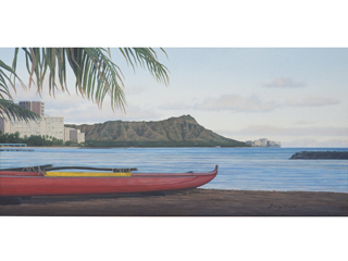 Hawaiian Sunset (the red canoe) by Gary  Reed (1948-2015)