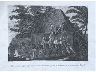 Representation of an Offering to Captain Cook and his Officers at Owhyhee by John Webber