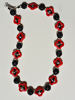 Red & Black Carved Beads w/ Diamond Crystal Spacers by Russell  Lowrey's Doges Treasures