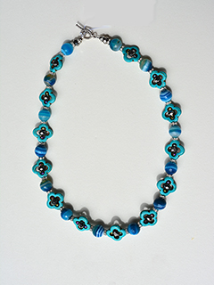Blue Riverstone & Turquoise Beads & Silver findings & Black Crystal by Russell  Lowrey's Doges Treasures