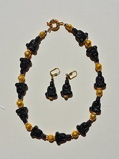 Buddha Black Necklaces with Gold Round Beads by Russell  Lowrey's Doges Treasures