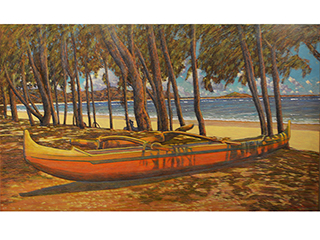 Koa Canoe at Kailua Beach #3 by Russell Lowrey