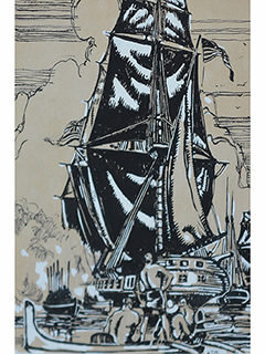Commander Lawrence Kearney Salutes the Hawaiian Flag in 1843 by Arman Manookian (1904-1931)